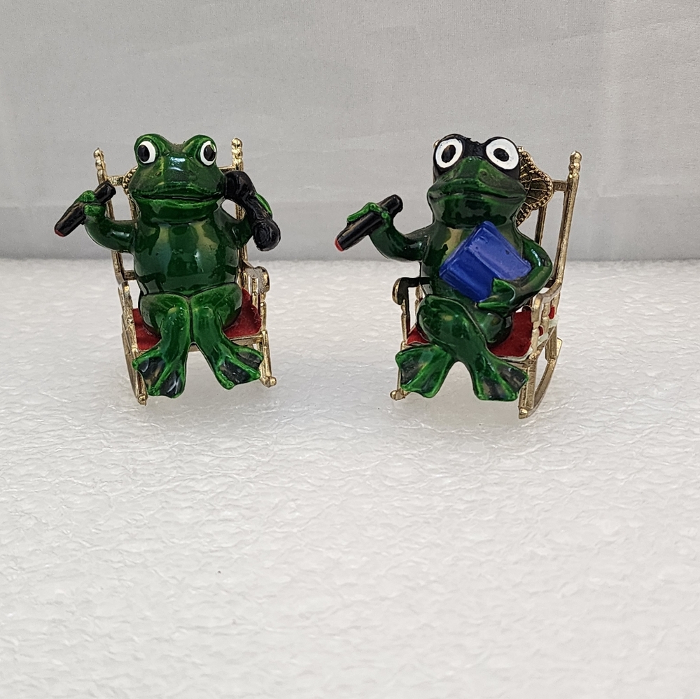 Vtg 1979 Enesco Boss Frogs Miniatures Set of 2